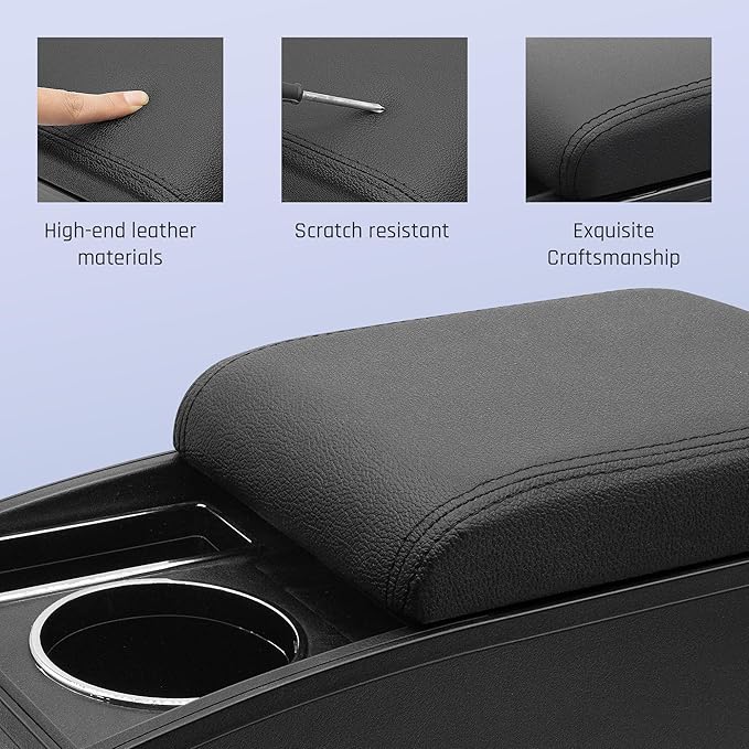 YJYWZH Car Armrest Box for Nissan Kicks Accessories 2016-2021 Center Console Storage Organizer Double Layer Space with Cup Holder Mobile Phone Holder (Black Thread)