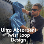 The Goat V2 - Heavy Duty Absorbent Microfiber Drying Towel, 70/30 Premium Korean Quality, for Cars Detailing, Trucks, SUV's, 27.5x27.5 inches, Twist Loop, 2300 GSM, Blue