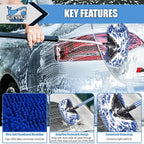 Plush Guard - Heavy Duty High GSM Microfiber Car Wash Brush Cover - Chenille Sleeve with Drawstring for Secure Fit, Soap-Passing, Washable, Scratch-Free Protection for Public Car Wash Brushes
