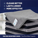 MW Pro Microfiber Cleaning Cloth | Black Gray | 12 Pack | 16” x 16” | All Purpose Microfiber Towels - Clean, Dust, Polish, Scrub, Absorbent