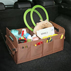 AOKJOY Car Trunk Organizer, Brown, Foldable, Non-slip, Adjustable, Multiple Compartments, 600D Oxford Cloth Material