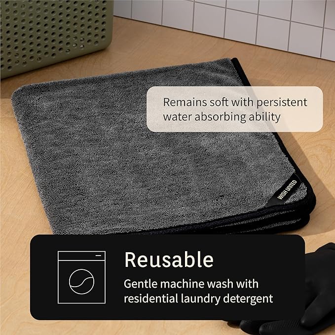 Twist Pile Extreme Absorbency Car Drying Detailing Soft Microfiber Towel 1000GSM (1-Pack, 33.4" x 29.5")