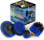 Drillbrush Blue – Boat Cleaning Drill Brush Attachment Set – Aluminum - Wood - Personal Watercraft Detailing - Fiberglass Hull Cleaning Kit - Kayak Accessories - Deck Brush