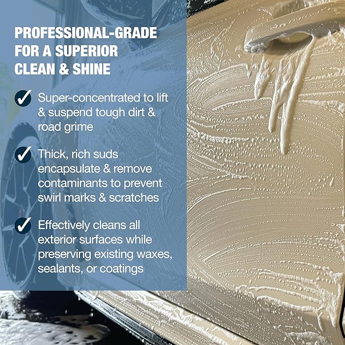 Zenex Splash & Shine - Premium Foaming Car Wash Soap & Wax | Tough Dirt Removal & Shine Enhancement | Protective Wax Coating | For Cars, Trucks, RVs, & Motorcycles | Grape Scent | 1 Gallon (1 Pack)