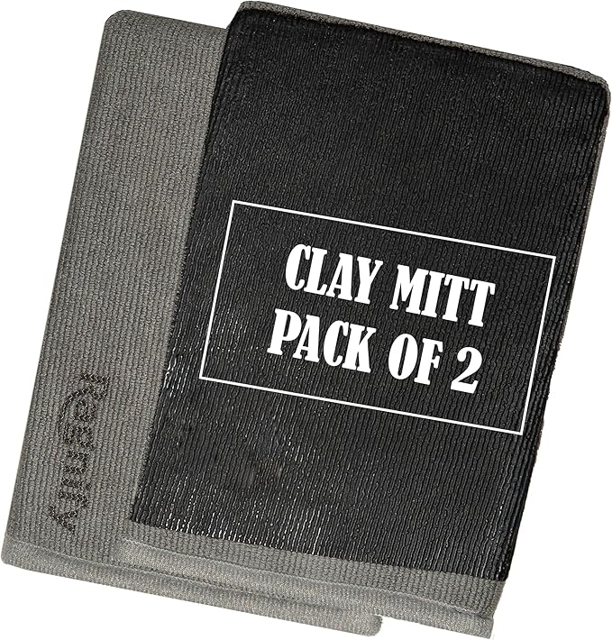 Pack of 2 Clay Mitt Auto Detailing Medium Grade Clay Bar Alternative Mitt for Flawless Removal of Surface Bonded Micro Contaminant (Gray)