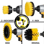 Yellow Drill Brush Attachments for Cleaning Shower, Grout, Bathroom - Grout Cleaner Drillbrush Kit - Rotary Scrub Brush Tile Cleaner Drill Attachment for Crevice Cleaning - Bathroom Tile Scrubber Set