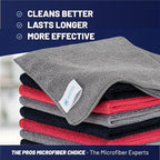 MW Pro Microfiber Cleaning Cloth | Black, Red, Gray (12 Pack) | Size 16" x 16" | All Purpose Microfiber Towels - Clean, Dust, Polish, Scrub, Absorbent