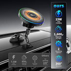 Magnetic Phone Holders for Your Car, 15W Fast Charging Car Charger, 2 in 1 Wireless Mag Safe Car Mount Stick on Dashboard Windshield, Car Accessories for iPhone 17/16/15/14/13/12 Series