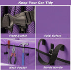 Car Trunk Organizer with Individual Cooler Bag - 2 Compartment Collapsible Car Storage for SUV (Purple)
