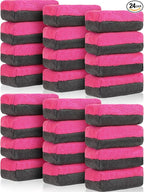 Mudder 24 Pcs 3.5 x 1.5 x 1.5 Inch Car Wax Applicator Pad Rectangular Microfiber Pads Sponge Ceramic Coating Applicator Car Foam Cleaning (Pink and Gray)