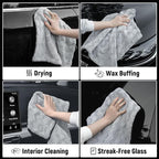 LIVOS Car Drying Towel, Premium Microfiber Towels for Cars, 1000GSM, Edgeless Twisted Loop Design, No Streaks, Scratches, or Water Spot, Absorbent Wash Towel, 18" x 24" (Wave Silver&Grey)