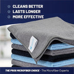 MW Pro Microfiber Cleaning Cloth | Black Gray Blue | 12 Pack | 16” x 16” | All Purpose Microfiber Towels - Clean, Dust, Polish, Scrub, Absorbent
