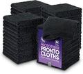 Microfiber Wholesale Pronto Cloths, Dual-Sided Microfiber Cleaning Towels, Soft Plush & Scrub Cloths for Dusting, Scrubbing, Kitchen, Windows & Car Detailing, Absorbent Bulk 50-Pack Black