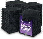 Microfiber Wholesale Pronto Cloths, Dual-Sided Microfiber Cleaning Towels, Soft Plush & Scrub Cloths for Dusting, Scrubbing, Kitchen, Windows & Car Detailing, Absorbent Bulk 50-Pack Black