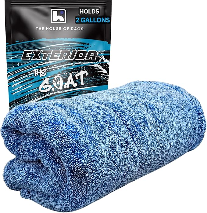 The Goat V2 - Heavy Duty Absorbent Microfiber Drying Towel, 70/30 Premium Korean Quality, for Cars Detailing, Trucks, SUV's, 27.5x27.5 inches, Twist Loop, 2300 GSM, Blue