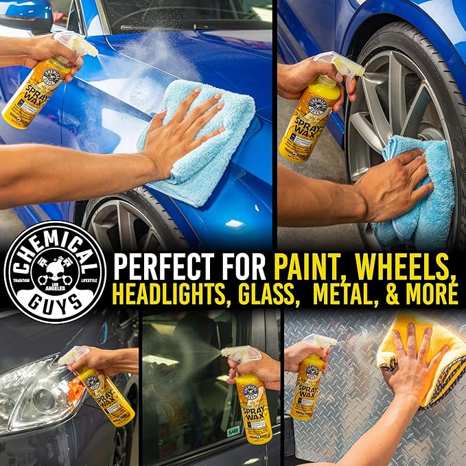 Chemical Guys TORQ Foam Blaster Wash & Wax Kit with Wash Mitt, Maxi Suds II Car Wash Soap, Blazin' Banana Sprayable Car Wax, and Chenille Premium Wash Mitt (4 Items, 32 Fl oz)