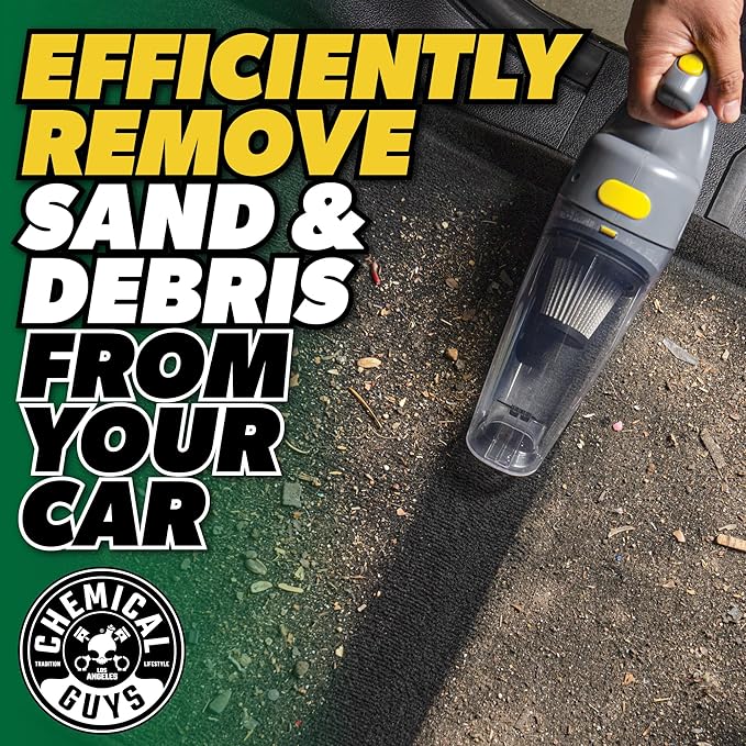 Chemical Guys EQP410 DetailVac Handheld Portable Car Vacuum, 110w 8.8amp Electric Motor, (Great for Cars, Trucks, SUVs, Motorcycles, RVs, Home, Pets, Kids, Office, and On The Go) Gray
