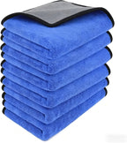 Ultrasoft, Large, Thick and Quick Drying Car Microfiber Cleaning Towel 800GSM Polishing Waxing Auto Detailing Towel Cloth (6pack) (Grey-Blue)
