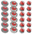 24 Pack Wire Wheel Brush Set 12Pcs 4-1/2” Wheel Brush 12Pcs 3” Cup Brushes for 4-1/2” Angle Grinder with 5/8 Inch-11 Threaded Arbor Carbon Steel Wire Wheel for Heavy-Duty Conditioning Removing Rust