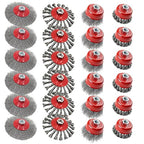 24 Pack Wire Wheel Brush Set 12Pcs 4-1/2” Wheel Brush 12Pcs 3” Cup Brushes for 4-1/2” Angle Grinder with 5/8 Inch-11 Threaded Arbor Carbon Steel Wire Wheel for Heavy-Duty Conditioning Removing Rust