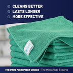MW PRO Microfiber Cleaning Cloths (12 Pack, 12"x12", Green) - Commercial Grade Housekeeping Towels & Janitorial Rags - Lint Free & Streak Free for Windows, Glass & Auto Detailing - Washable 300+ Times