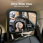 KeaBabies Shatterproof Baby Car Mirror, Backseat - Large Safety Car Seat Mirror for Baby Rear Facing, 360 Crystal Clear View, Accessories for Removable Headrest, Easy Install & Adjust (Sleek Black)