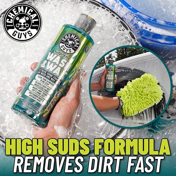 Chemical Guys CWS10216 Sudpreme Wash & Wax Extreme Shine Foaming Car Wash Soap (Safe for Cars, Trucks, SUVs, Motorcycles, RVs & More) 16 fl oz