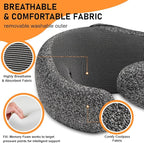 Travel Pillow - Hooded Neck Pillow Airplane Memory Foam Filling for Plane, Office, Cars Sleeping, Road Trip, Long Flights, Airplane Travel Essentials, Includes Eye Mask & Earplugs (Dark Gray)