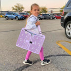 MENZOKE Kids Travel Tray for Toddler Car Seat, Toddler Gift for Girl Activities with Dry Erase Board & iPad Holder Stand, Road Trip Essentials Accessories Lap Tray for Girl as Birthday Gift, Purple