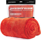 Juggernaut 1600 GSM Car Drying Towel, Holds 13 lbs, Extra Large 38x24 Microfiber Drying Towels Car Detailing, Twisted-Loop, Streak/Scratch-Free, 70/30 Blend (Red)