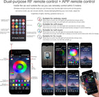 Car Interior Ambient Lighting Optic Fiber RGB 64 Colors Multicoloured Music Car Footwell Lighting Kit with Cigarette Lighter and App Microphone, DC 12V-24V 1W 8m