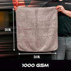 VIKING Microfiber Towel, Premium Car Drying Towel, Soft, Super Absorbent, Thick 1000gsm for Car Detailing Kit, Grey, 24 Inch x 24 Inch, 1 Pack