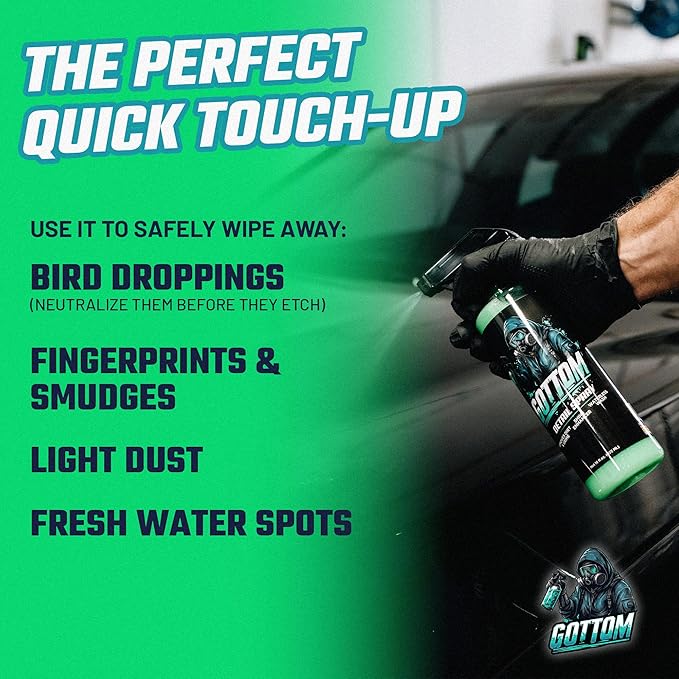 Gottom Detail Spray - Quick & Easy Waterless Detailer - 128 oz - Streak-Free Shine, Removes Prints & Smudges, Clay Bar Lubricant, Wax Support, Safe for Paint, Glass, Trim - Scented with Turbo Tiki