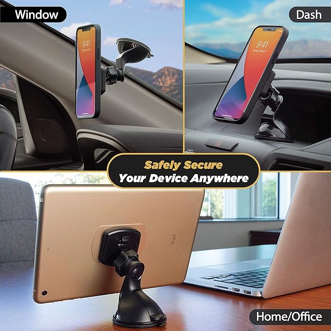 Scosche MAGWSM-2PXCES0 MagicMount Magnetic Suction Cup Phone Mount for Car Windshield/Dashboard, 360° Adjustable Magnet Head, Universal Phone Holder Compatible With iPhone, Samsung & More (Pack of 2)
