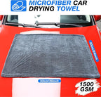 24" x 36" Car Drying Towel, Extra Large Double Twisted Loop Microfiber Towel, 1500 GSM, Ultra Absorbent Detailing Cleaning Cloth for Cars Trucks SUVs, Grey 1 Pack