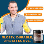 DeckGeneral High Gloss Masonry Sealer 5745 - Heavy Duty Outdoor Concrete Sealer - Multi-Purpose Acrylic-Based Waterproof Coating for Bricks, Mortar, Patio, Stairs, Walls, Pavement Etc. - 5 Gallon