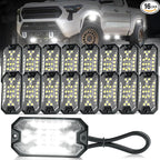 16 Pods Pure White Rock Lights, 6000K Pure White 27 LEDs Super Bright LED Underglow Neon Light, 10m Extension Wire, IP68 Waterproof for Trucks Pickup SUV UTV ATV RZR Car Boats