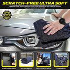Beyond Drying Towel 1300 GSM - Super Absorbent Large Premium Microfiber Detailing Towel for Cars and Boats - Twisted Loop Microfiber Technology - One-Pass Scratch and Streak Free - 24' x 36' Black