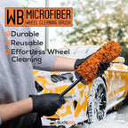 Suds Lab WB Premium Microfiber Cleaning Wheel Brush for All Vehicle Types – 18.1" Ultra-Soft & Scratch-Free Reusable Rim, Wheel, and Tire Brush with Ergonomic Handle