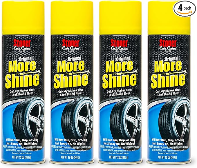 Stoner Car Care 91044-4PK Original More Shine Tire Shine Spray – Tire Dressing Restores Deep Matte Black Finish with Long-Lasting Rain-Resistant Protection, Dry-to-Touch – 12 oz (Pack of 4)