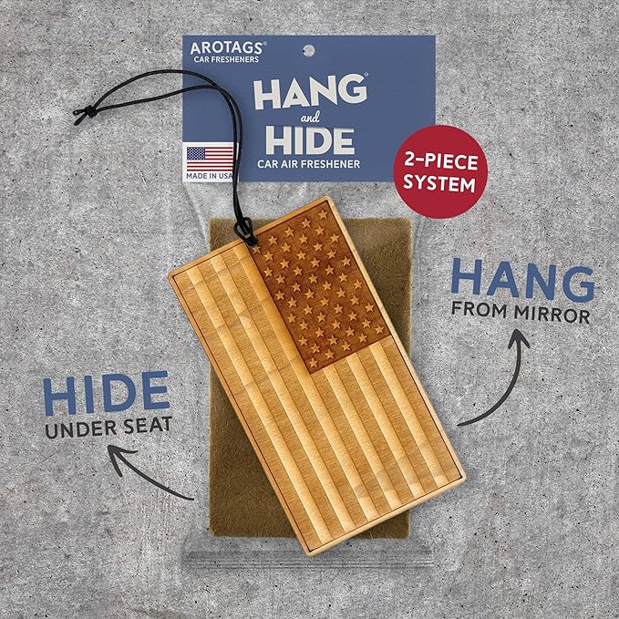 Arotags Wooden Car Air Freshener - Coastal Cotton - 45+ Day Long Lasting with Under Seat Scent Core - Handmade in USA - Natural Wood Diffuser for Cars Trucks SUVs
