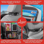 Lusso Gear Kick Mats (2 Pack) - Car Seat Back Protectors, Premium Waterproof Fabric, Reinforced Corners to Prevent Sag, and 4 Mesh Pockets for Large Storage (Gray)