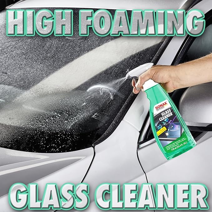 SONAX Glass Cleaner 338400 | Powerful Streak Free Formula for Crystal Clear Windows and Mirrors | Easily Removes Dirt Grease and Grime | Safe for Automotive and Household Use | 750ml