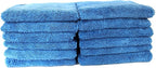 Maxshine 16”x24” Universal 12-Pack Blue Microfiber Towel - 380GSM Zero Crazy Edgeless - Professional Rinse-Free, Scratch-Free Drying Towels for Cars - Perfect for Car Detailing