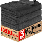 RBUGR Microfiber Towels for Cars, 3 Pack Dual Sided Drying Towels Car Detailing， 1200GSM Car Drying Towel(24″x 36″), Ultra Absorbent Car Cleaning Towel, No Streak or Scratch, Machine Washable