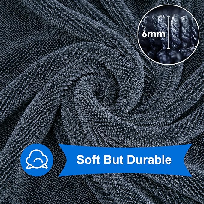 CICMOD Car Drying Towels 35"x24" Large Microfiber Towels for Car Detailing Gray - 4 Pack