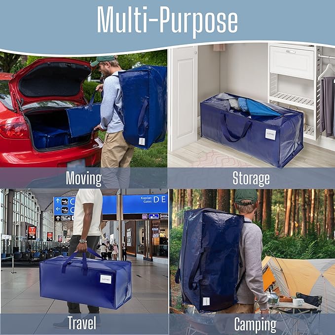 VENO 8 Pack Heavy Duty Moving Bags with Backpack Straps, Zippers & Handles, Extra Large Packing Bags for College Dorm Essentials, Moving Supplies Alternative to Cardboard Moving Boxes