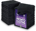 Microfiber Wholesale Pronto Cloths, Dual-Sided Microfiber Cleaning Towels, Soft Plush & Scrub Cloths for Dusting, Scrubbing, Kitchen, Windows & Car Detailing, Absorbent Bulk 25-Pack Black