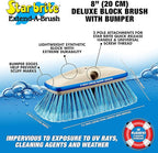 STAR BRITE Premium Medium Wash 8" Brush Head W/Bumper - Dual Connections Fit Either Standard 3/4" Threaded Poles or Extend-A-Brush Handles (Medium) (Blue) (040162)