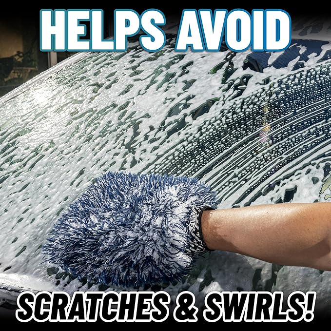 Chemical Guys, The Dually, Dual-Fiber, Wet-Dry Use, Microfiber Wash Mitt, (Car Wash Mitt Great for Car, Truck, SUV, RV, & More) Dark Blue + White, MIC517